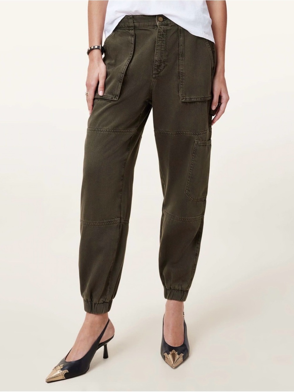ALLSAINTS Olive Green Cargo Jogger Pants Utility Gorpcore Streetwear Sz 8